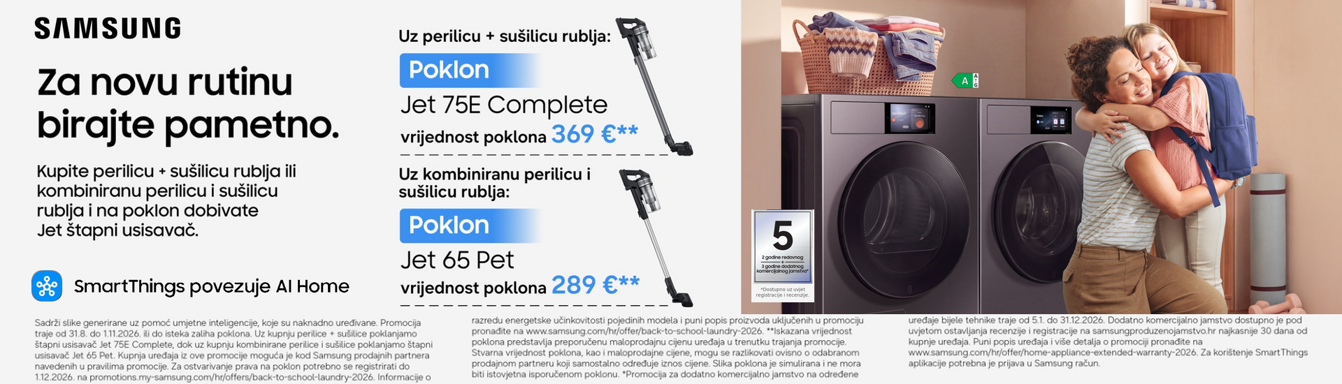 Kupite perilicu + sušilicu rublja ili kombiniranu perilicu i sušilicu i na poklon dobivate usisavač