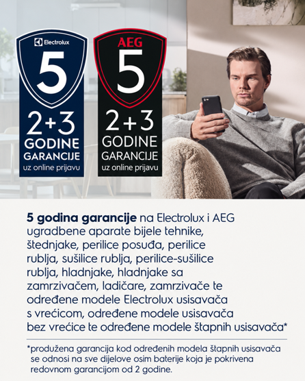 AEG & ELECTROLUX 2+3 godine jamstva uz online prijavu