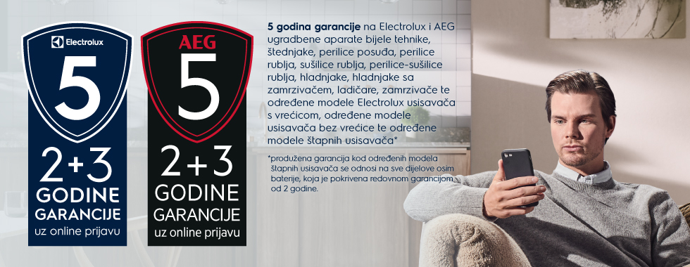 AEG & ELECTROLUX 2+3 godine jamstva uz online prijavu