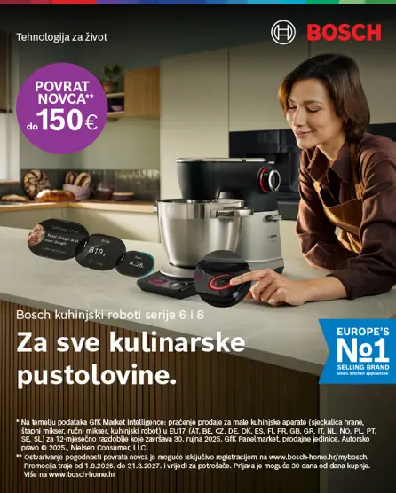Bosch kuhinjski roboti s povratom novca do 150€.