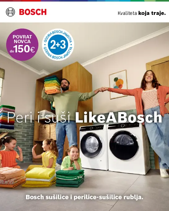 Bosch sušilice i perilice-sušilice s povratom novca do 150€.