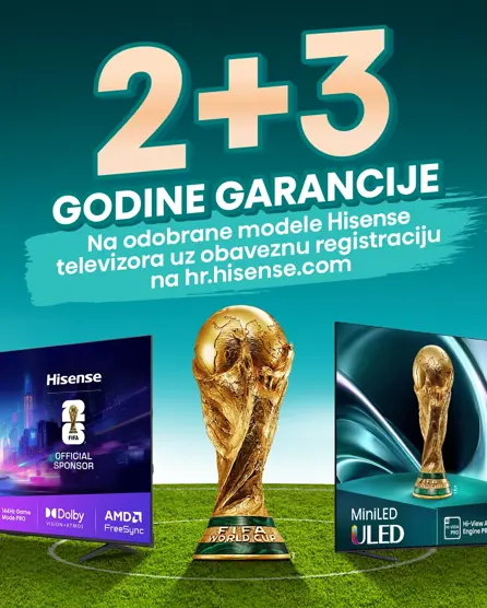 Hisense TV 2+3 godine jamstva uz online prijavu
