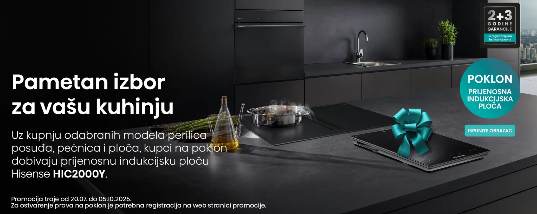 Uz kupnju odabranih modela Hisense perilica posuđa, pećnica i ploča, nakon prijave stiže poklon