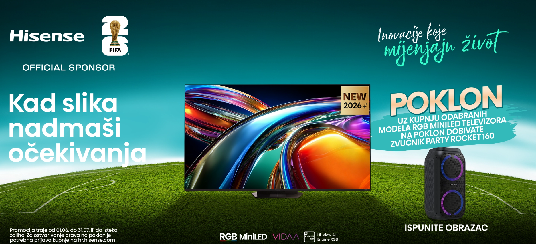 Uz kupnju odabranih modela Hisense RGB MiniLED televizora, nakon prijave na poklon stiže Hisense Par