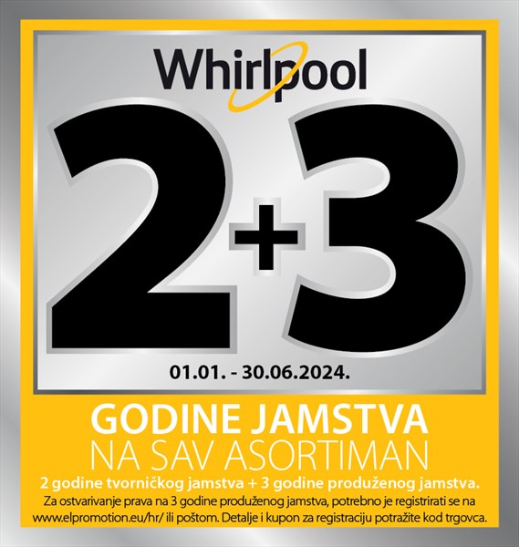 Whirlpool 2+3 godine garancije uz online prijavu