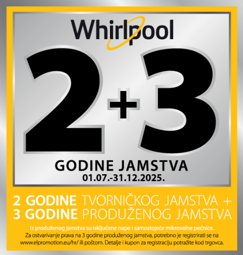 Whirlpool 2+3 godine jamstva uz online prijavu