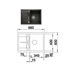 BLANCO sudoper METRA 45 S Compact SILGRANIT CRNA, s dalj. upr.