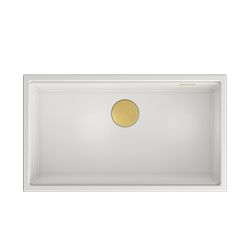 Quadron sudoper CLARK 840 + nano PVD alabaster bijela/zlato, 840x485x255