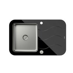 Quadron sudoper GLEN 211 crno staklo/čelik s daljinskim upravljanjem, 780x500x190