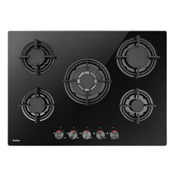 Ploča za kuhanje Amica PGCA7101AoB, 
5 x plin, Wok, 70 cm, staklokeramika, crna
