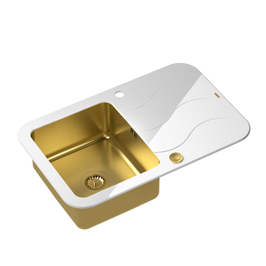 Quadron sudoper GLEN 211 + nano PVD bijelo staklo/zlato s daljinskim upravljanjem, 780x500x190