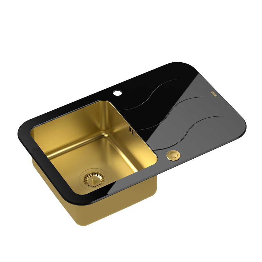 Quadron sudoper GLEN 211 + nano PVD crno staklo/zlato s daljinskim upravljanjem, 780x500x190
