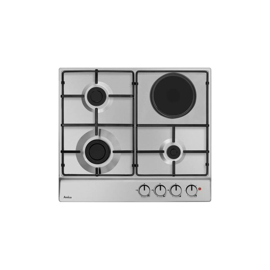 Ploča za kuhanje Amica PG611102R, kombinirana, 3 plin + 1 struja, inox