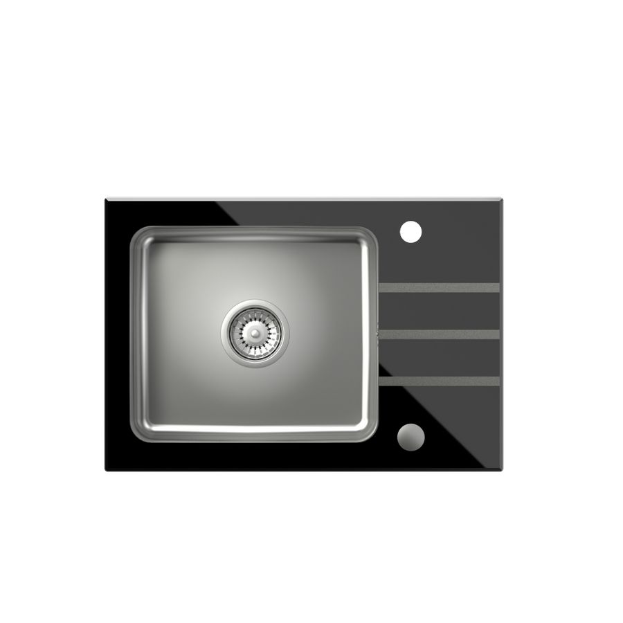Quadron sudoper JACK 116 crno staklo/čelik, 640x440x190