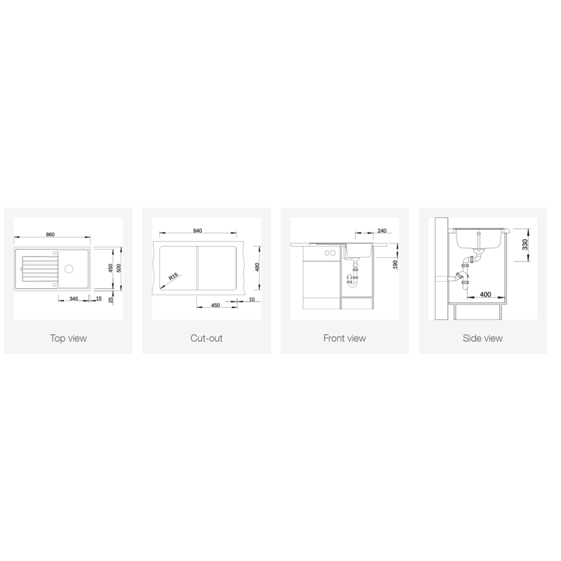 BLANCO sudoper ZIA 45 SL SILGRANIT NJEŽNO BIJELA, bez dalj. upr.
