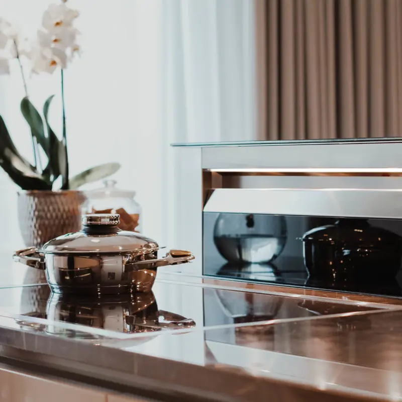 CIARKO DESIGN Moondraft 90 cm INOX/CRNO STAKLO ind. ploča za kuhanje sa integ.napom