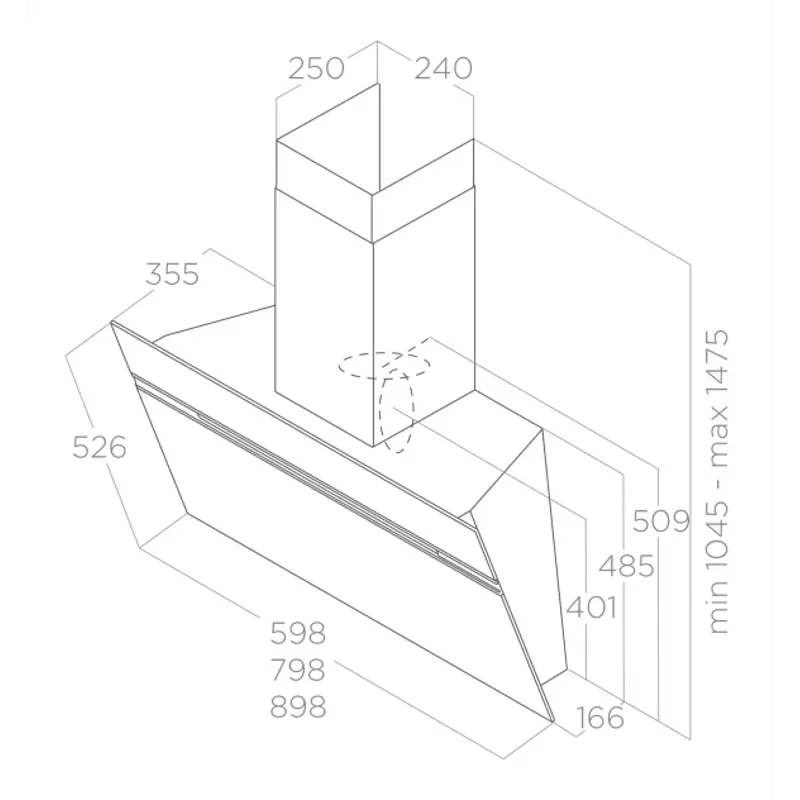 ELICA kuh.napa STRIPE @ BL/A/60 - crni dimnjak u isporuci