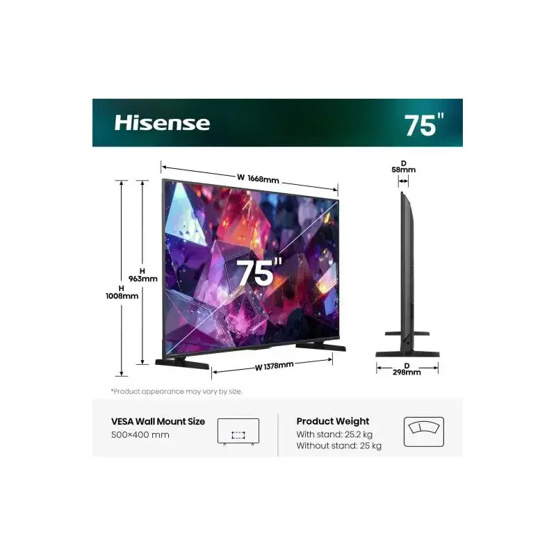 HISENSE Hi-QLED TV 75E7S PRO