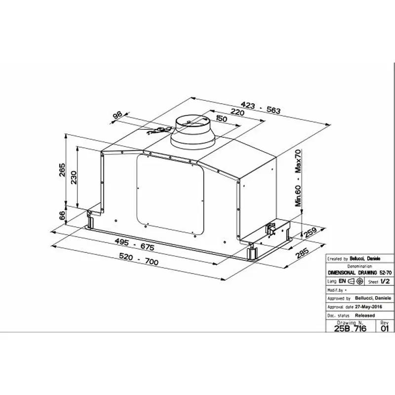 Napa Faber In-Light EV8+ WH Matt A70 (635m3/h)
