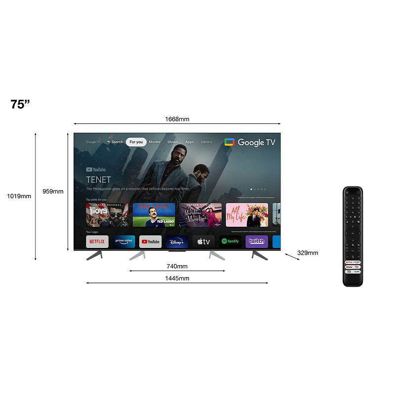 TCL 75C645 4K QLED TV s Google TV-om