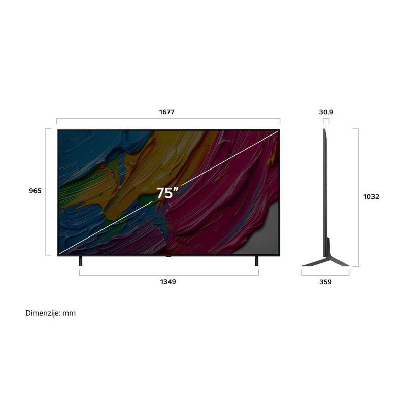 TV LG 75" 75QNED80A3A, QNED, 4K, Smart TV