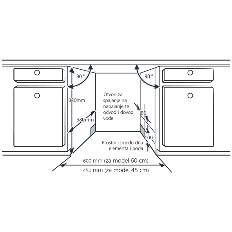 Ugradbena perilica posuđa Končar PP60IM5